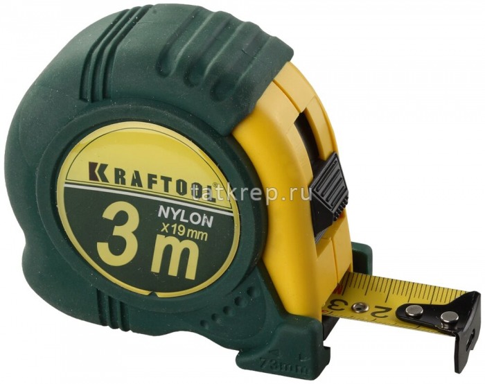 Рулетка KRAFTOOL 3м/19мм с нейлоновым покрытием