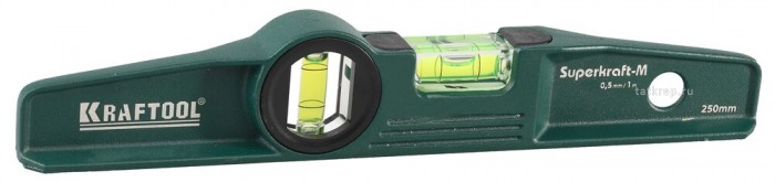 Уровень KRAFTOOL PROCAST 25см, литой, 2 ампулы, 0,5 мм/м