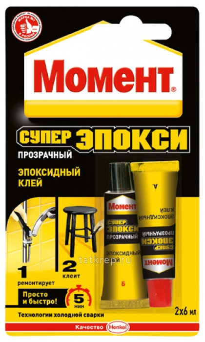 Клей Момент Супер Эпокси Прозрачный 2х6 мл.