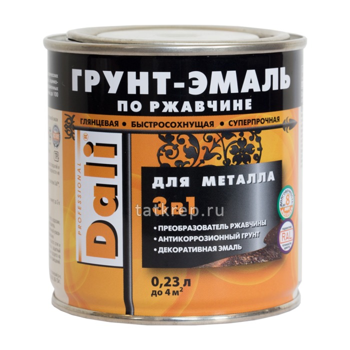 Грунт-эмаль по ржавчине ДАЛИ 0,75л 3 в 1 черная ГЛАДКАЯ