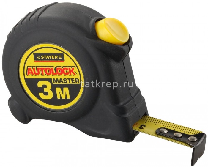 Рулетка STAYER AUTOLOCK, 3х16мм, обрезиненый корпус