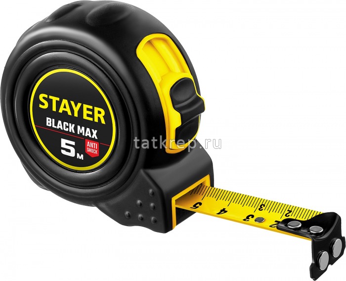 Рулетка STAYER BlackMax 5мх19мм с магн.зацепом