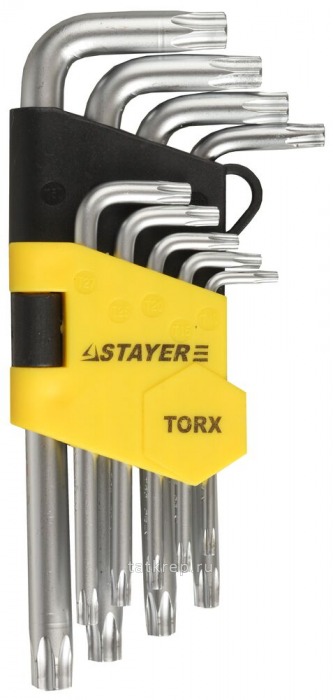 Набор ключей TORX имбусовых, Т10-Т50, CrV, 9 шт., цинк
