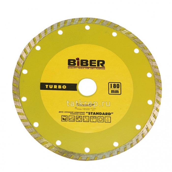 Диск алмазный BIBER TURBO 180х22.5мм, сегм, сухая и вл. резка, для УШМ