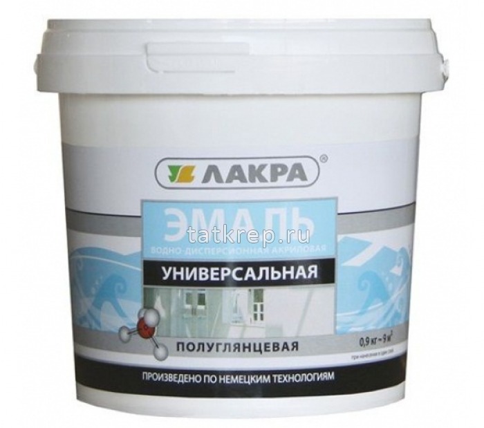 Эмаль акриловая УНИВЕР, белая, полуглянец 0,9кг Лакра