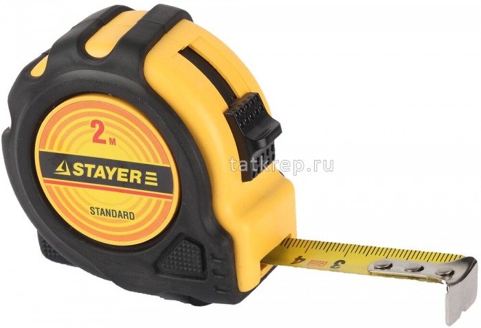 Рулетка STAYER 7,5х25мм, обрезиненый корпус
