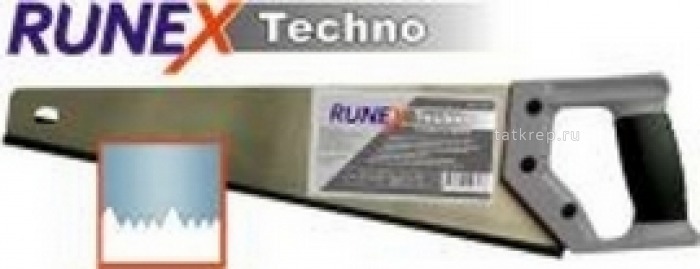 Ножовка Runex по дереву, средний зуб, поперек/вдоль, 400 мм